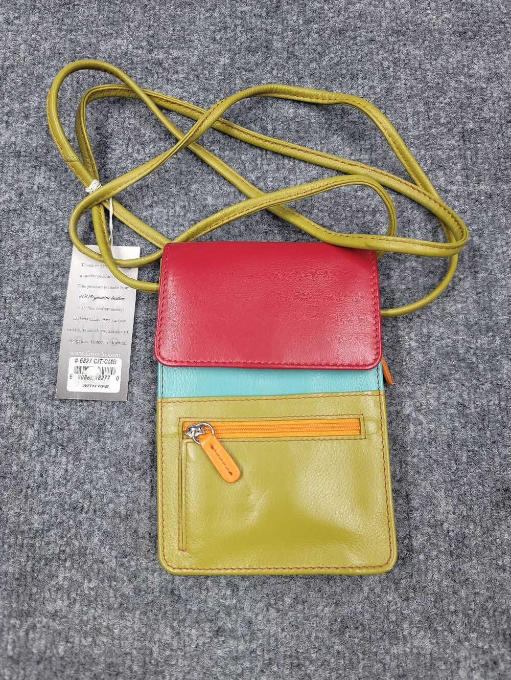 Ili World Colorful RFID Blocking Cross Body Wallet Bag NWT